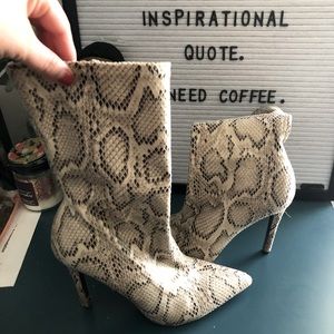 Snake print booties